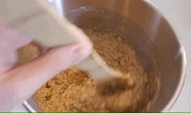 Stirring dough.