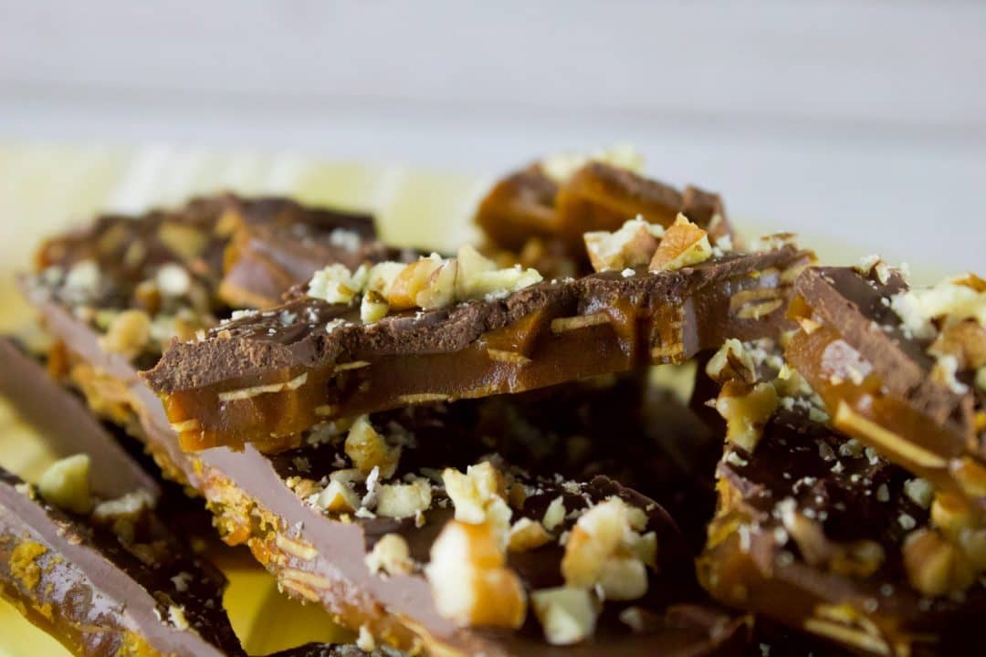 Almond crunch toffee candy.