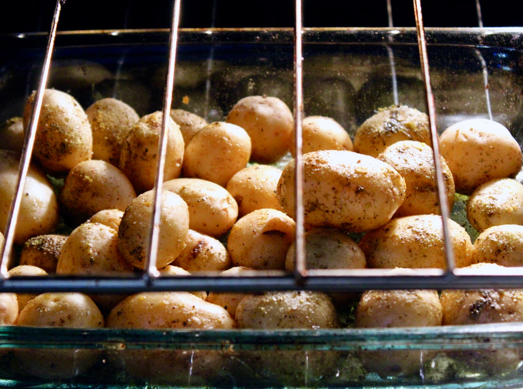 Potatoes in the oven.