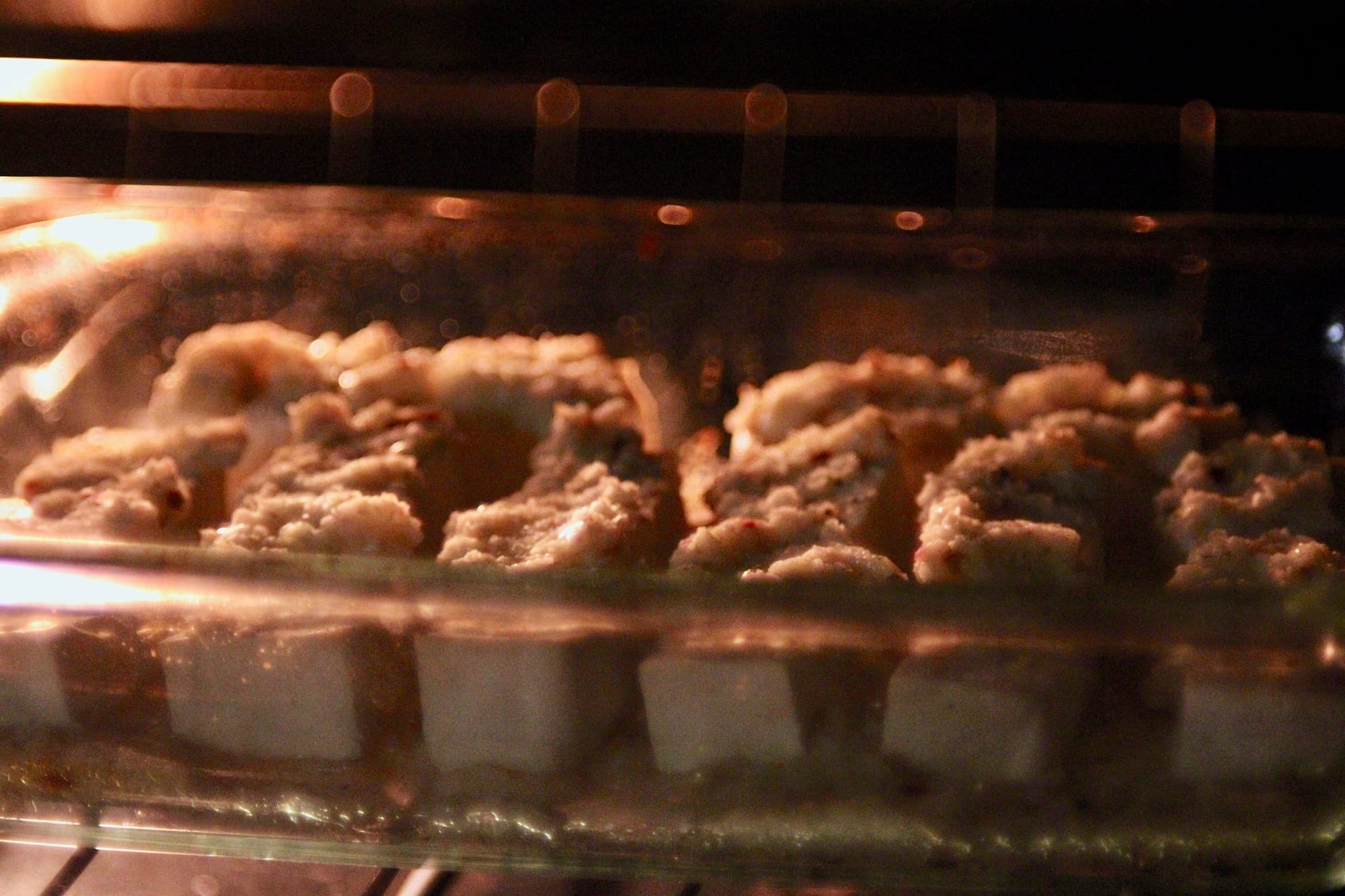 Tofu baking in the oven.