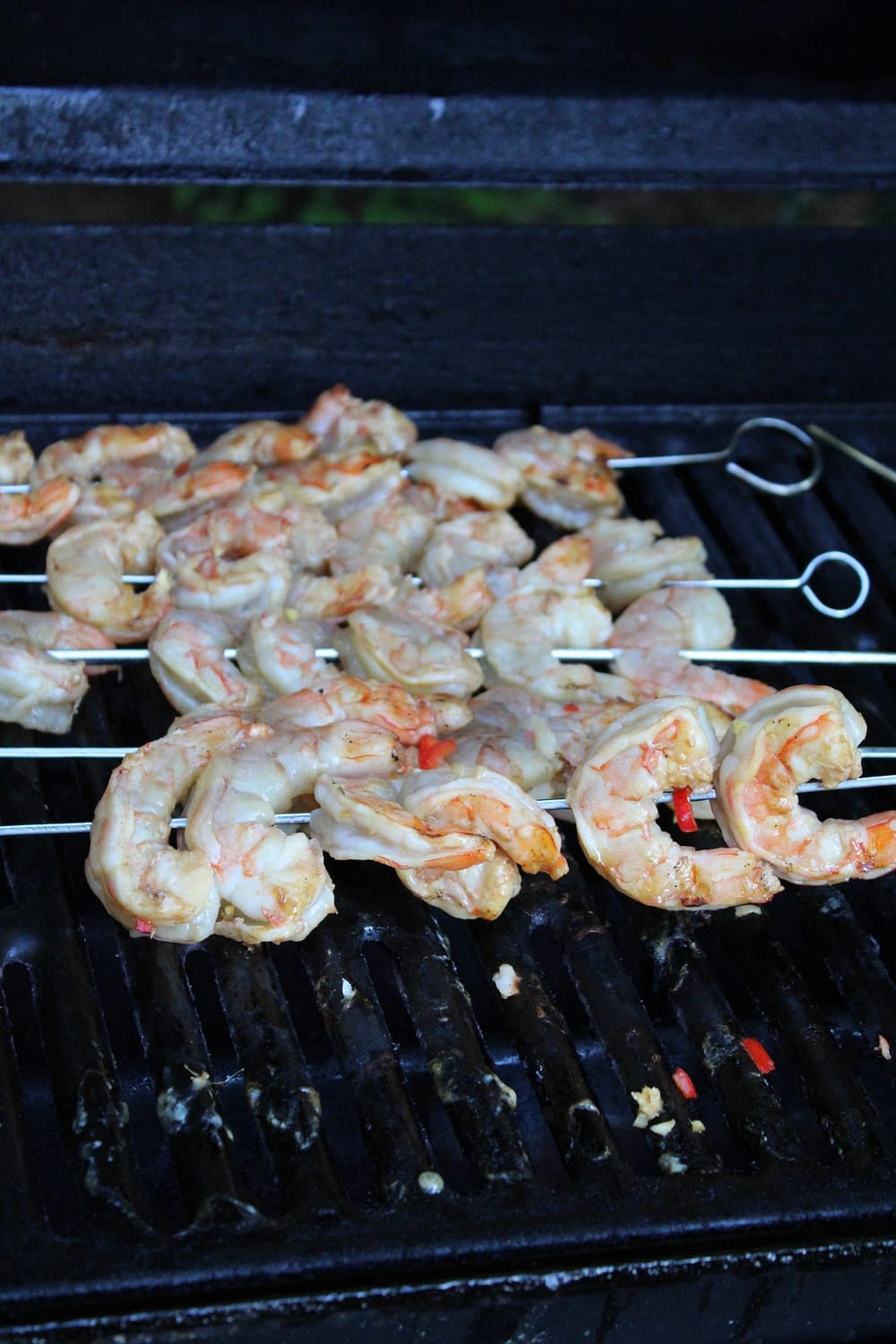 Shrimp grilling on my uncle's grill.