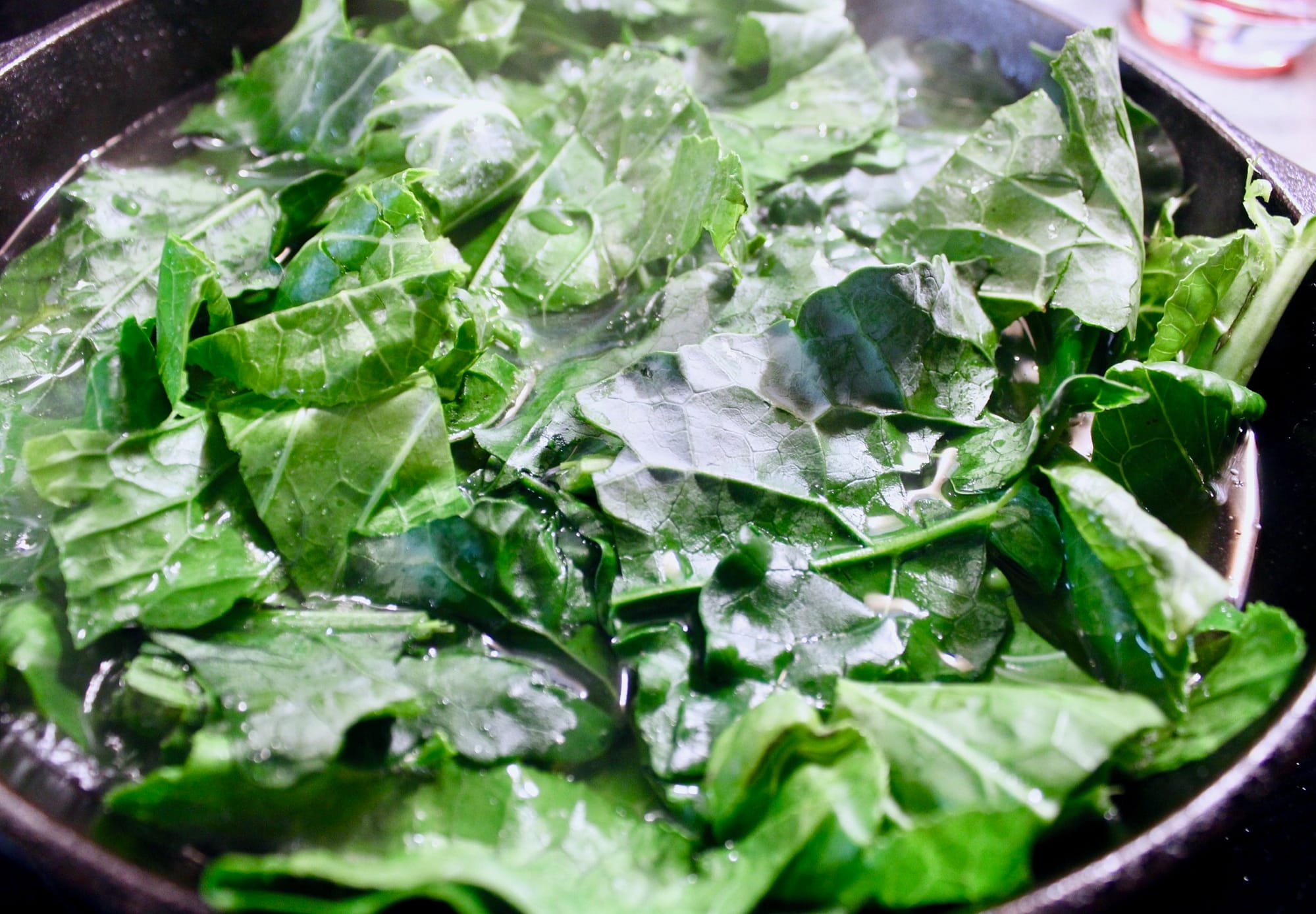 Collared greens simmering.